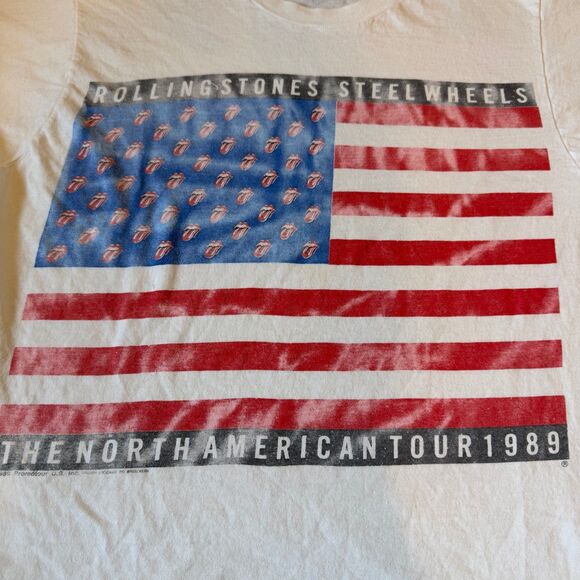 Vintage 1989 Single Stitch Rolling Stones Steel Wheels Tour Concert Rare Sz L - Picture 3 of 9